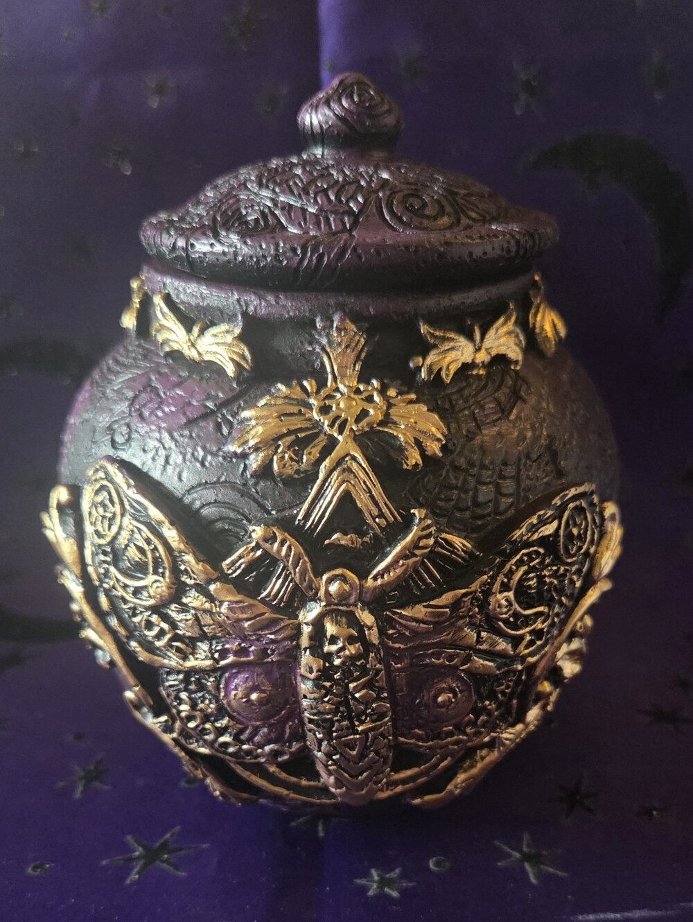 Gothic Death's Head Moth Resin Trinket Jar with Lid
